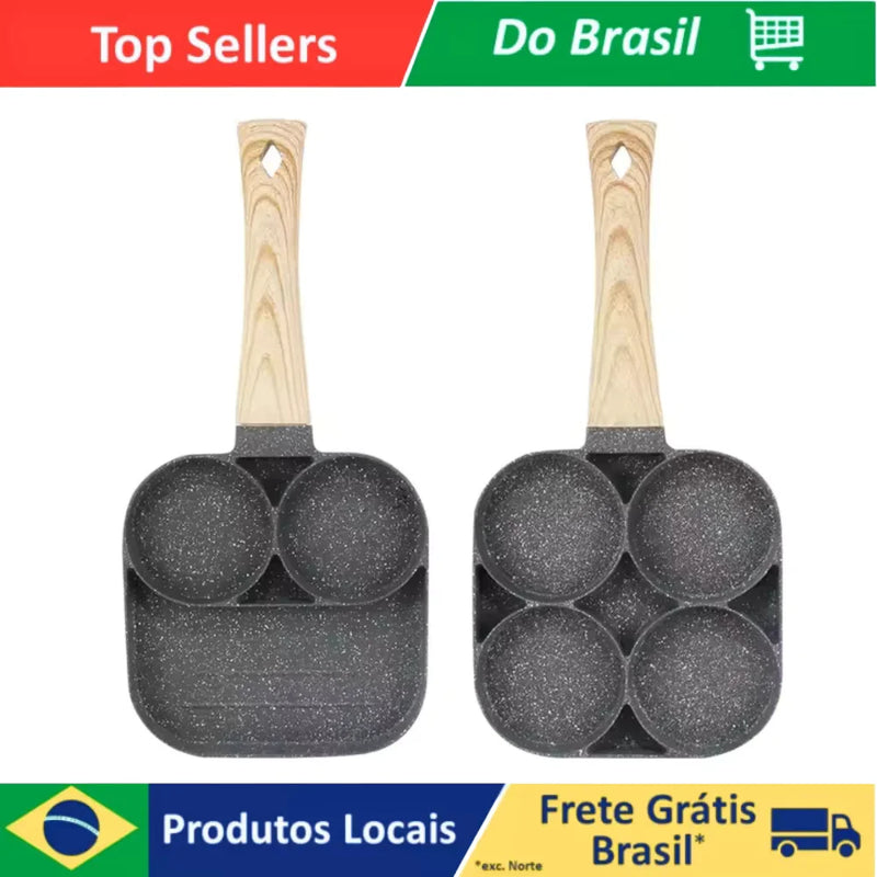 Frigideira antiaderente com 3 ou 4 divisórias para fritar ovo - bacon - carne - frango