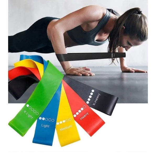 kit 5 Faixas Elástica de Resistência para yoga Pilates Treino Academia