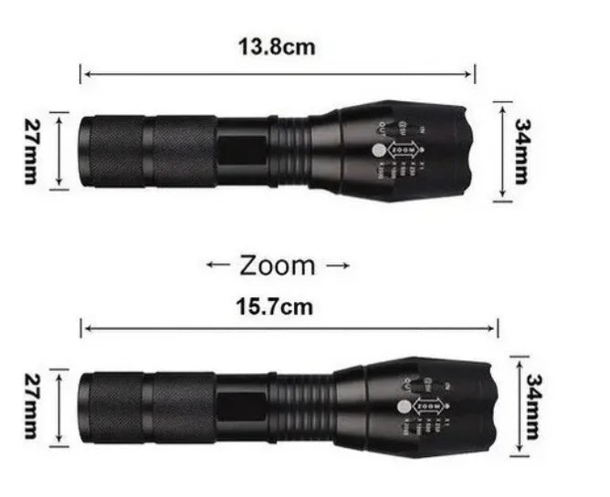 Lanterna Tática Militar X900 Profissional com Zoom Sinalizador Recarregável Luz Camping