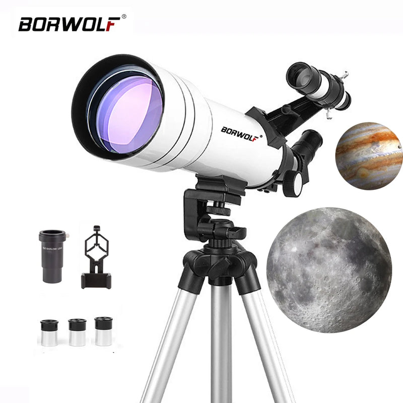 BORWOLF-Telescópio Astronômico Profissional de Alta Definição, 333X para Ver a Lua e as Estrelas, Monocular para Observação de Aves, 40070