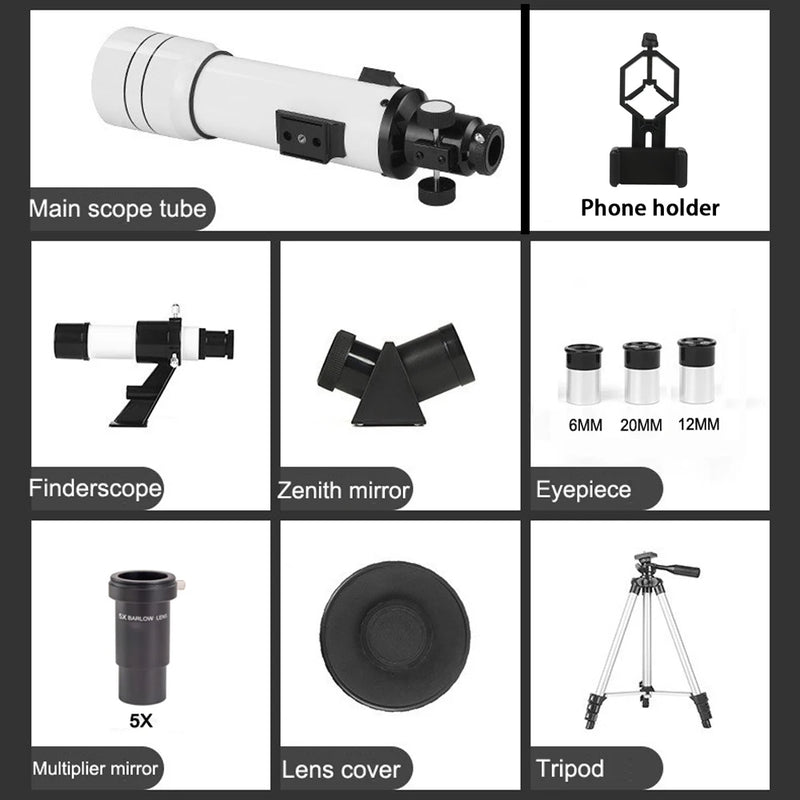 BORWOLF-Telescópio Astronômico Profissional de Alta Definição, 333X para Ver a Lua e as Estrelas, Monocular para Observação de Aves, 40070