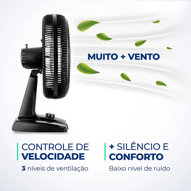 Ventilador de Mesa Mondial Turbo NVT-40-8P-B 40cm 8 Pás 3 Velocidades Preto