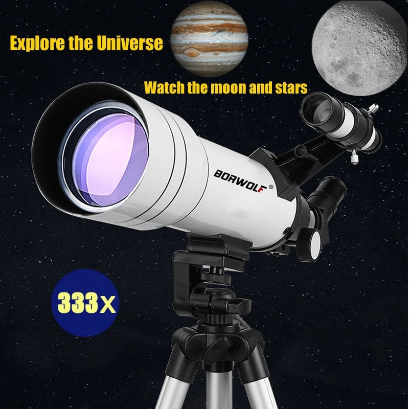 BORWOLF-Telescópio Astronômico Profissional de Alta Definição, 333X para Ver a Lua e as Estrelas, Monocular para Observação de Aves, 40070